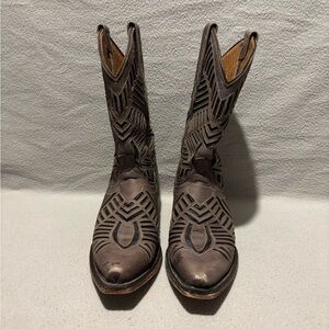 Herencia Women’s Western Inlay Pull on Cowgirl Boots Size 7 snip toe